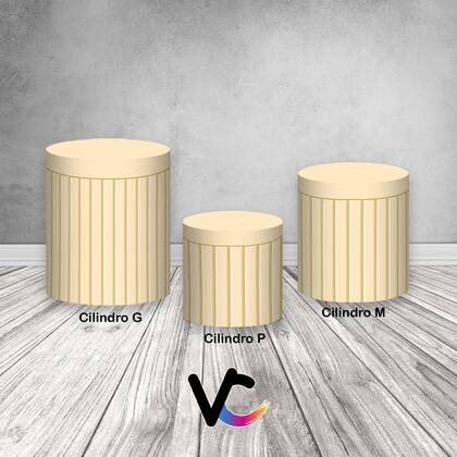 Imagem de Trio de Capas de Cilindro - Efeito Ripado Madeira Liso Amarelo Pastel 028