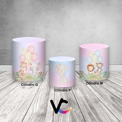 Imagem de Trio de Capas de Cilindro - Revelação Safari Azul e Rosa 050