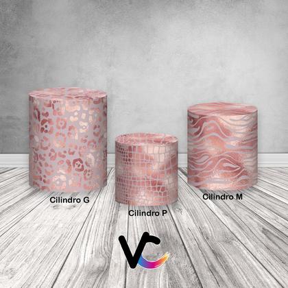Imagem de Trio de Capas de Cilindro - Safari Estampa De Animal Rose Gold 024