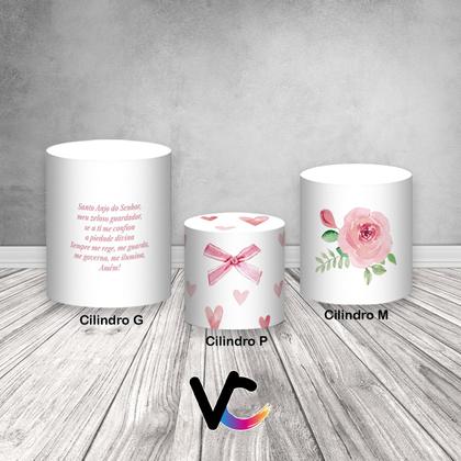 Imagem de Trio de Capas de Cilindro - Santa e Flores Aquarela 011