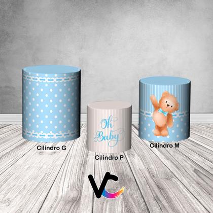 Imagem de Trio de Capas de Cilindro -  Ursinho Cute Azul Claro 034