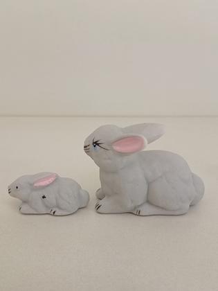 Imagem de Trio de Coelhos Lebre de porcelana miniaturas enfeite