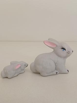 Imagem de Trio de Coelhos Lebre de porcelana miniaturas enfeite