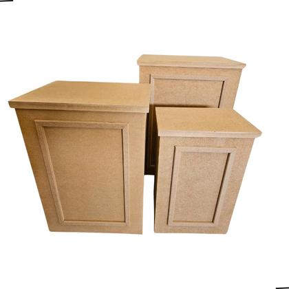 Imagem de Trio de Cubo Decorativo para Festas Moldura Mdf Cru Dobrável Compacto