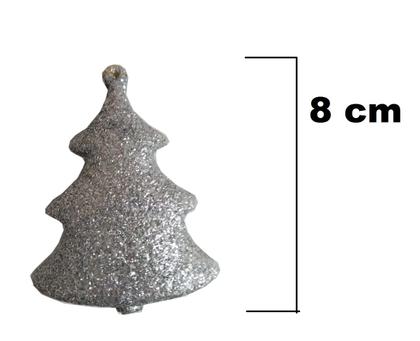 Imagem de Trio de Enfeites de Árvore de Natal Prateados Decorativos Lindos