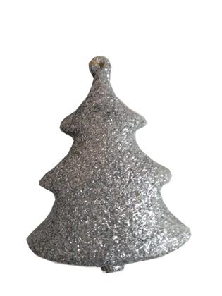 Imagem de Trio de Enfeites de Árvore de Natal Prateados Decorativos Lindos