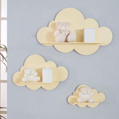 Imagem de Trio De Nichos Modelo Nuvem Mdf Quarto De Bebê Decoração