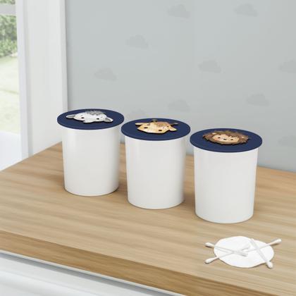 Imagem de Trio de Potes Kit Higiene Bebê Lavável Safari Baby Nuvem