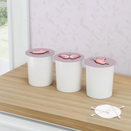 Imagem de Trio de Potes Kit Higiene Bebê Quarto Lavável Cogumelo