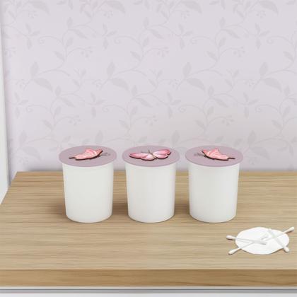 Imagem de Trio de Potes Kit Higiene Bebê Quarto Lavável Cogumelo