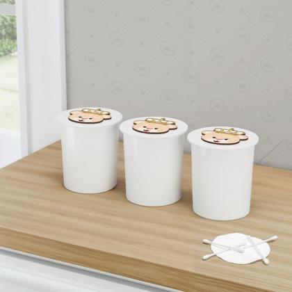 Imagem de Trio de Potes Kit Higiene Bebê Quarto Lavável Ursa Coroa