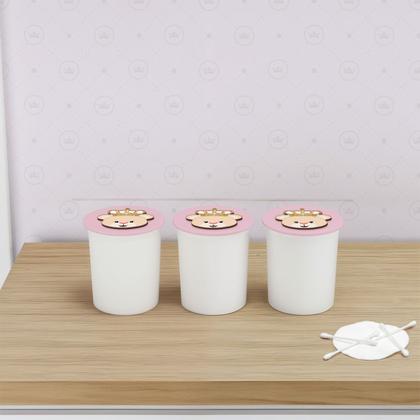 Imagem de Trio de Potes Kit Higiene Bebê Quarto Lavável Ursa Coroa