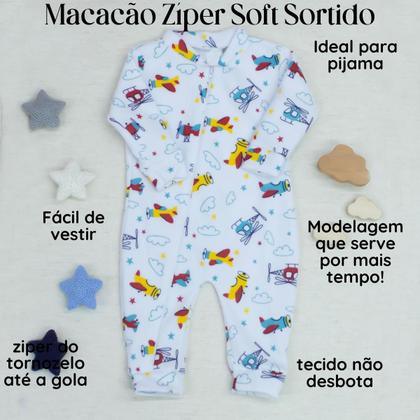 Imagem de Trio Macacão de Soft Bebê com Zíper Inteiro Fácil de Vestir Sortido