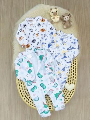 Imagem de Trio Macacão de Soft Bebê com Zíper Inteiro Fácil de Vestir Sortido