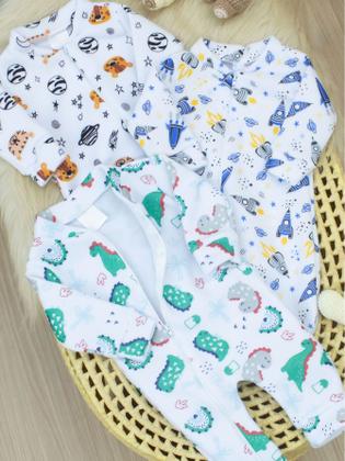 Imagem de Trio Macacão de Soft Bebê com Zíper Inteiro Fácil de Vestir Sortido