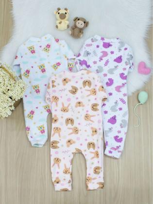 Imagem de Trio Macacão Soft com Zíper da Gola à Perna Confortável Para Bebê Sortido