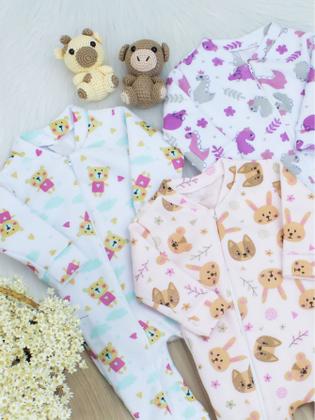 Imagem de Trio Macacão Soft com Zíper da Gola à Perna Confortável Para Bebê Sortido