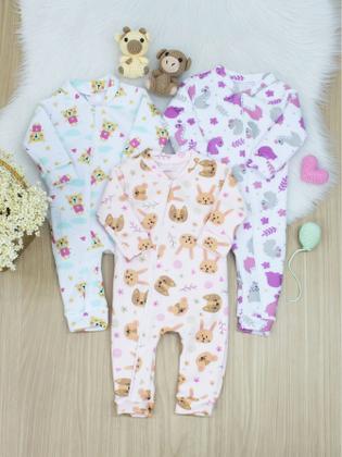 Imagem de Trio Macacão Soft com Zíper da Gola à Perna Confortável Para Bebê Sortido