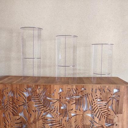 Imagem de Trio Mesa Acrílico Transparente Cilindro Tripe Coluna Elevação