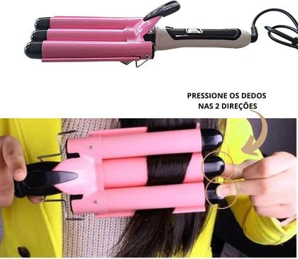 Imagem de Triondas Modelador de Cachos 25mm Prancha Profissional Bivolt Turmalina Cerâmica Ondas Perfeitas 25mm