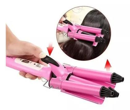 Imagem de Triondas Modelador de Cachos 25mm Prancha Profissional Bivolt Turmalina Cerâmica Ondas Perfeitas Anti Estatico