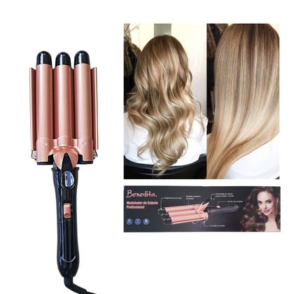 Imagem de Triondas Modelador de Cachos Profissional 25mm Bivolt Prancha Turmalina Cerâmica Ondas Perfeitas Anti Estático