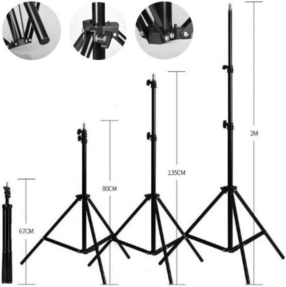 Imagem de Tripé 2 Metros Suporte Celular Pedestal para Estúdio Iluminação Câmera Filmagem