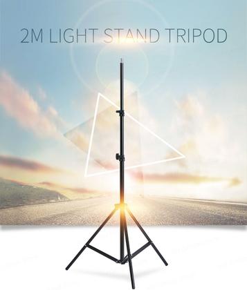 Imagem de Tripé 2,10m Profissional Câmera Celular Telescópico Pedestal Robusto Para Iluminador Ring Light Suporte Vlog Foto Vídeo