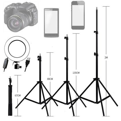 Imagem de Tripé 2,10m Profissional Câmera Celular Telescópico Pedestal Robusto Para Iluminador Ring Light Suporte Vlog Foto Vídeo