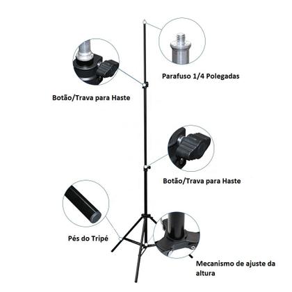 Imagem de Tripé de Iluminação e Câmeras Encaixe 1/4 Polegadas - 1,14m