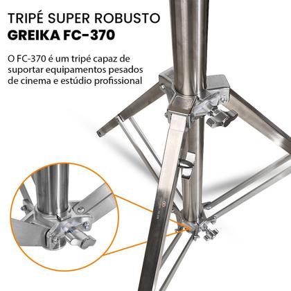 Imagem de Tripé De Iluminação Profissional Inox Com Rodinhas 40kg 3,7 Metros - Fc370