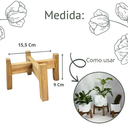 Imagem de Tripé De Madeira Para Vasos Suporte M Decoração Planta