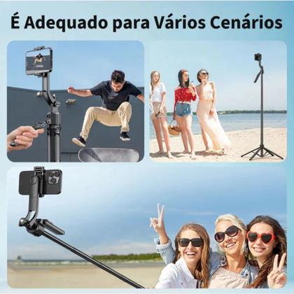Imagem de Tripé Inteligente com Rastreamento Facial Automático 360 Controle Remoto Até 1,62cm