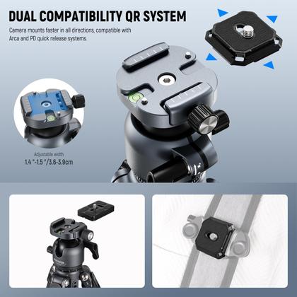 Imagem de Tripé Neewer LITETRIP LT38 61 de fibra de carbono para câmera de 10 kg