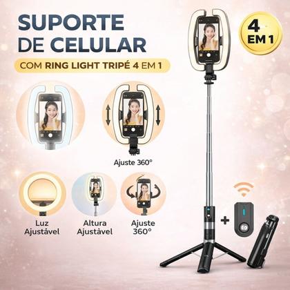 Imagem de Tripé para Celular com Iluminação LED Ajustável