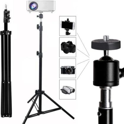Imagem de Tripé Pedestal 2m Suporte Câmera Filmadora Projetor + Cabeça Plataforma Articulada