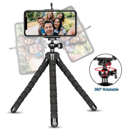 Imagem de Tripé portátil flexível com suporte de clipe de telefone
