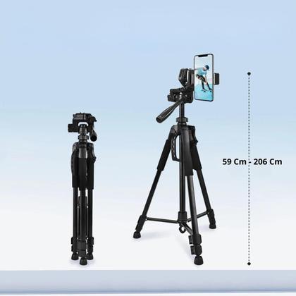 Imagem de Tripé Profissional 2.6m + Suporte Para Celular Câmera