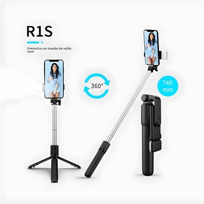 Imagem de Tripé Selfie Stick Bluetooth com Controle Remoto e Luz de Preenchimento