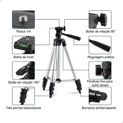 Imagem de Tripe Universal Nível Laser Suporte Para Câmeras E Celulares