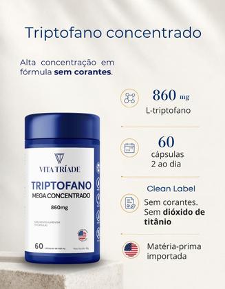 Imagem de Triptofano 860mg L triptofano Concentrado 60 Cápsulas Sem corante Vita Tríade