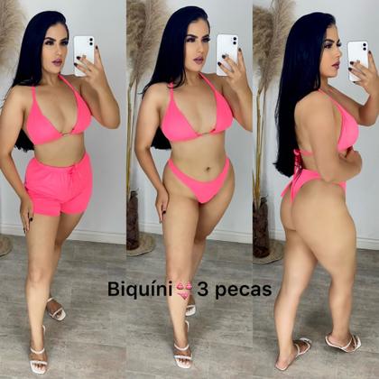 Imagem de Triquini Biquini Shortinho Cintura Alta 3 Suquini Trikini Moda Praia Feminina