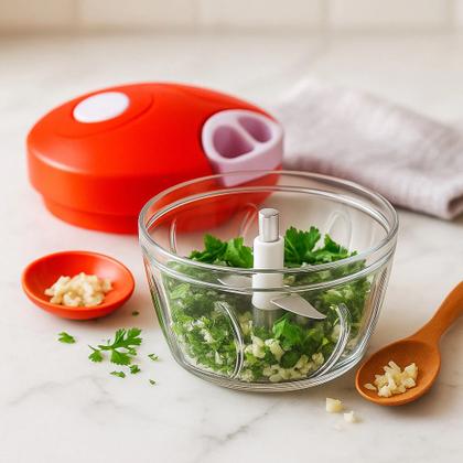 Imagem de Triturador Alho Manual Processador Picador Fatiador Legumes e Alimentos 500ml
