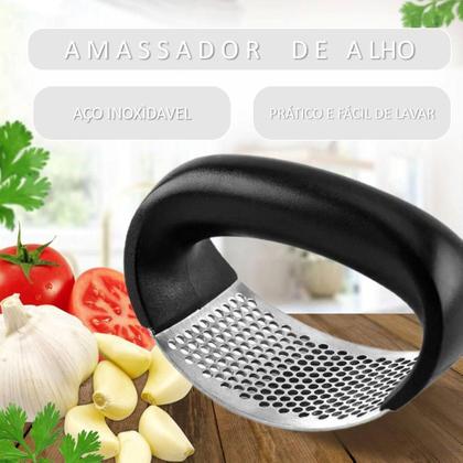 Imagem de Triturador De Alho Manual Inox Cozinha Amassador Espremedor