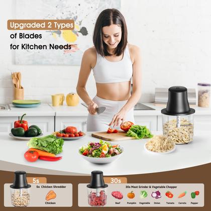 Imagem de Triturador de frango elétrico para picador de alimentos, tigela de 250 W e 1,5 L