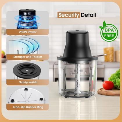 Imagem de Triturador de frango elétrico para picador de alimentos, tigela de 250 W e 1,5 L