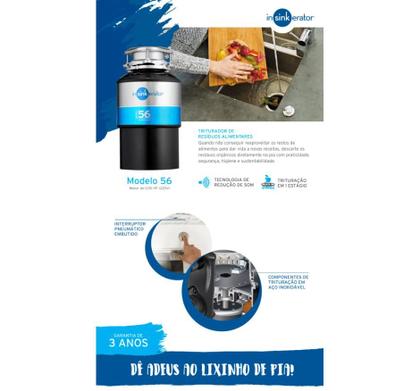 Imagem de Triturador de Resíduos Alimentares Insinkerator Modelo 56 0,55HP 127V
