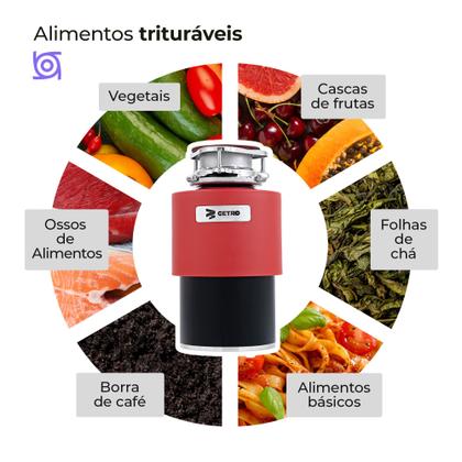Imagem de Triturador de Resíduos e Alimentos para Pia Cetro Suprême Crusher CFPM KD 1832 34HP 110V