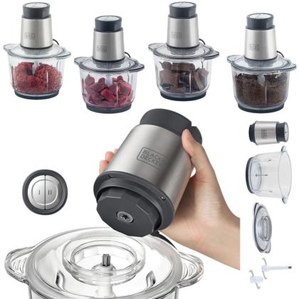 Imagem de Triturador Elétrico Multiprocessador de Alimentos Black&Decker C/ Tigela de Vidro 300W 110/127V
