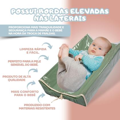 Imagem de Trocador Americano Para Bebê Impermeável Com Laterais Elevadas Conforto Segurança Praticidade